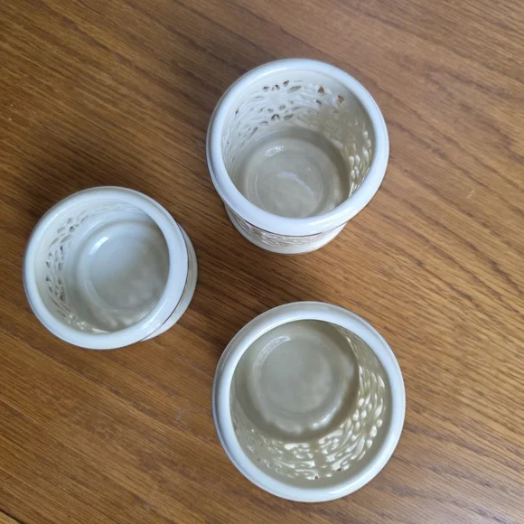 Lenox Gold Trimmed Pierced China Votives (3) - Picture 7 of 9